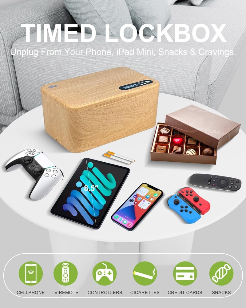 ySky Safe Timed Lock Box, Phone Lock Box with Timer Unplug from Phones,Video Games,Social Media,Snacks&Cravings,Self-Control Lockable Storage Box, Phone Locker Time Locking Container for Better Habits - Image 2